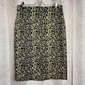J. Crew NO. 2 Pencil Midi Skirt Animal Cheetah Leopard Print Size 8 Tall